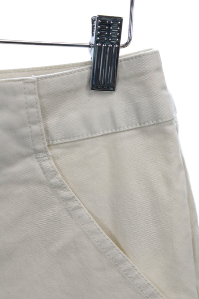Nili Lotan Women Chino Pants Ivory Button 98% Cotton Size 2