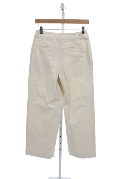 Nili Lotan Women Chino Pants Ivory Button 98% Cotton Size 2