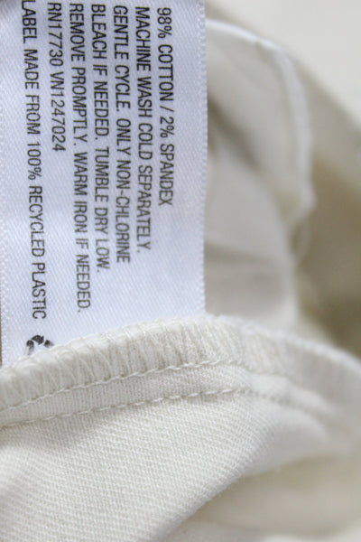 Nili Lotan Women Chino Pants Ivory Button 98% Cotton Size 2