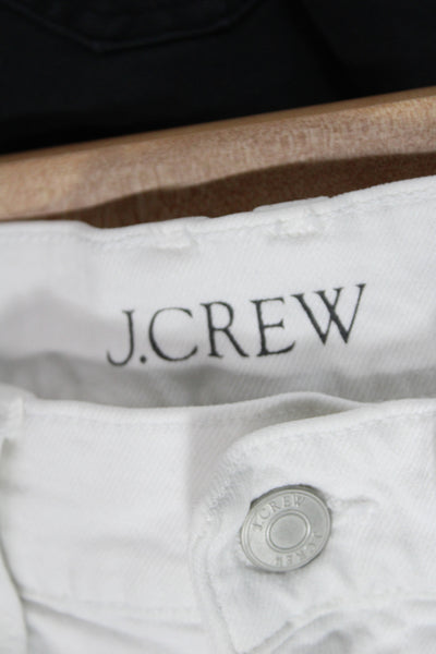 J Crew Womens White High Waist Cropped Cotton Jeans Button Fly Size 24