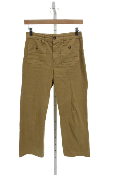 J Crew Women Chino Pants Beige Cotton Button 26in Inseam Size 24