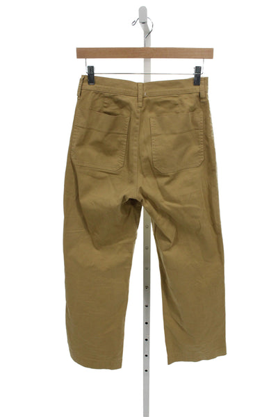 J Crew Women Chino Pants Beige Cotton Button 26in Inseam Size 24