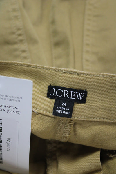 J Crew Women Chino Pants Beige Cotton Button 26in Inseam Size 24