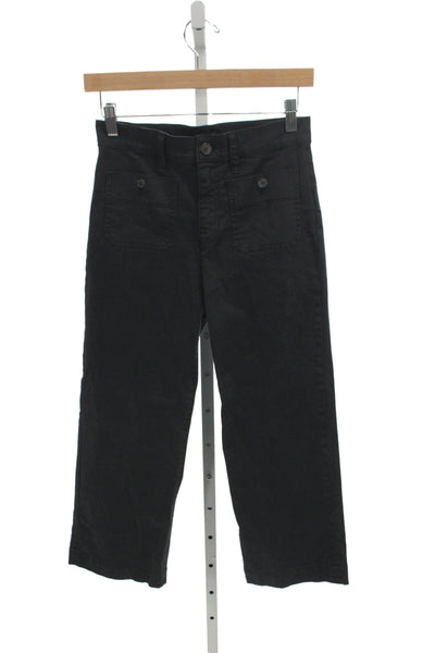 J Crew Womens Cropped Black Cotton Petite Pants Size 25
