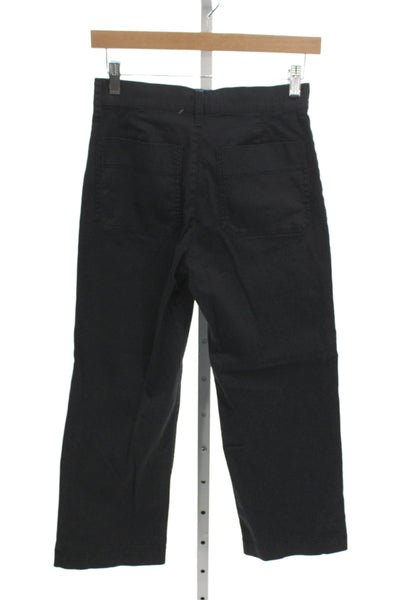J Crew Womens Cropped Black Cotton Petite Pants Size 25