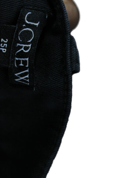 J Crew Womens Cropped Black Cotton Petite Pants Size 25