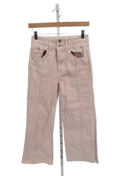 Veronica Beard Women Cropped High Waist Pink Cotton Jeans Size 26
