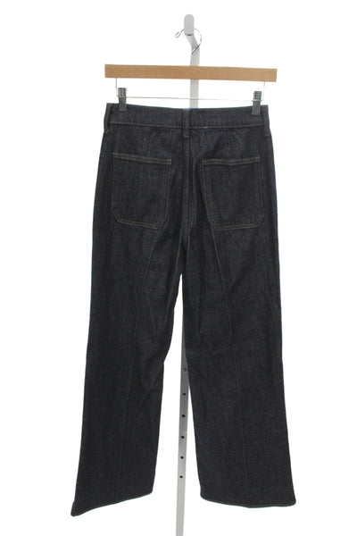 J Crew Womens Wide-Leg High Waist Blue Cotton Blend Jeans Size 25
