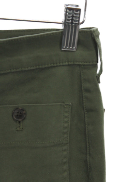 J Crew Womens Chino Pants Green 97% Cotton Button Fly Size 24