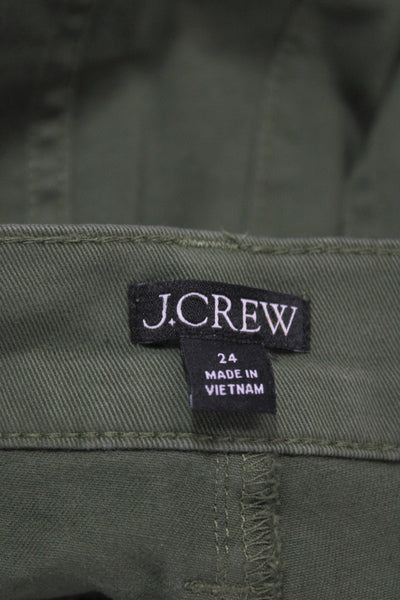 J Crew Womens Chino Pants Green 97% Cotton Button Fly Size 24