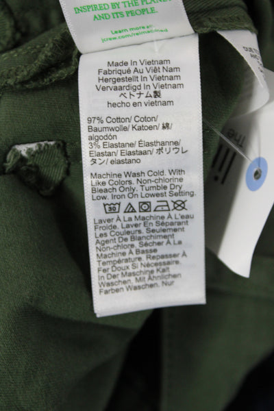 J Crew Womens Chino Pants Green 97% Cotton Button Fly Size 24
