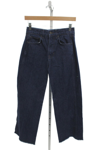 Veronica Beard Womens High Waist Wide Leg Jeans Blue Button Fly Cotton Size 26