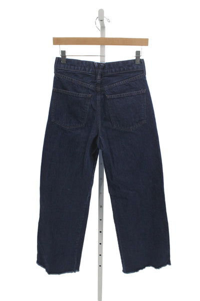 Veronica Beard Womens High Waist Wide Leg Jeans Blue Button Fly Cotton Size 26