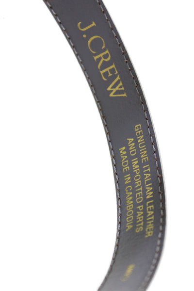J Crew Women's Buckle Closure Leather Metallic Silver Skinny Belt Size S