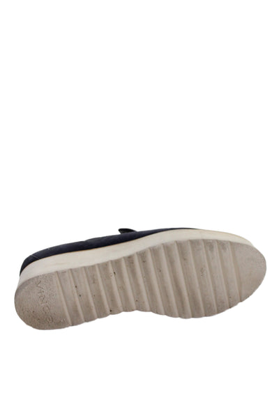 Vince Women's Suede Round Toe Platform Loafers Shoes Navy Blue Size 38.5
