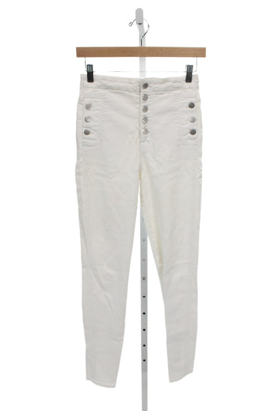 J Brand Women Skinny White Jeans Mid Rise Button 30 Inseam Size 26