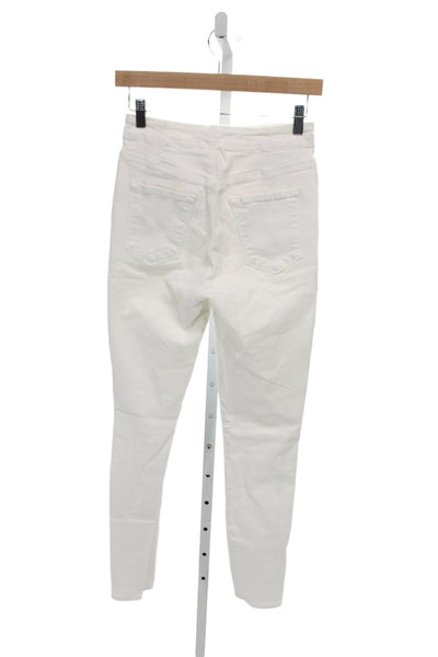 J Brand Women Skinny White Jeans Mid Rise Button 30 Inseam Size 26