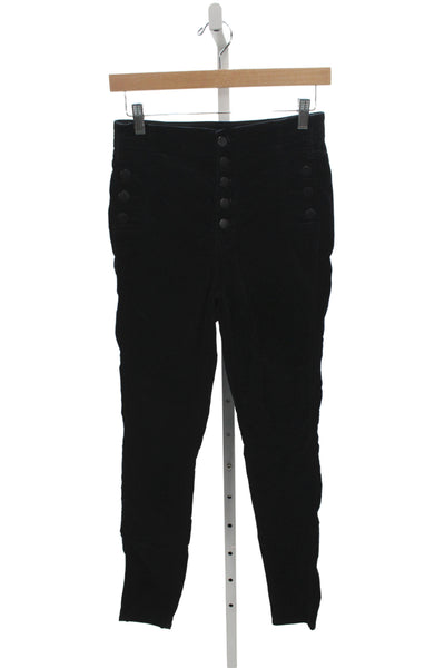 J Brand Womens Black Ankle Pants Mid Rise Button Size 26