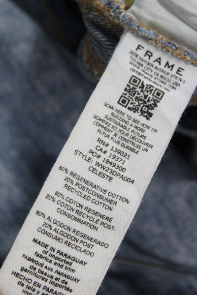Frame Womens Wide-Leg Blue Jeans Cotton Blend Mid Rise Button Size 26