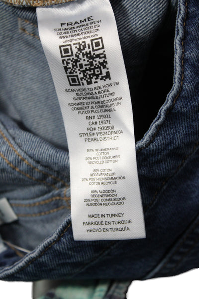 Frame Womens Wide Leg Jeans Blue Cotton High Rise Inseam 28 Size 26