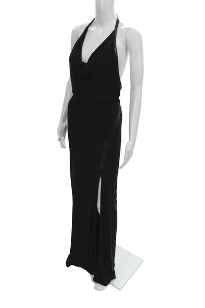 Yigal Azrouel Women Maxi Dress Black Cowl Neck Sleeveless Long Zip Size 6