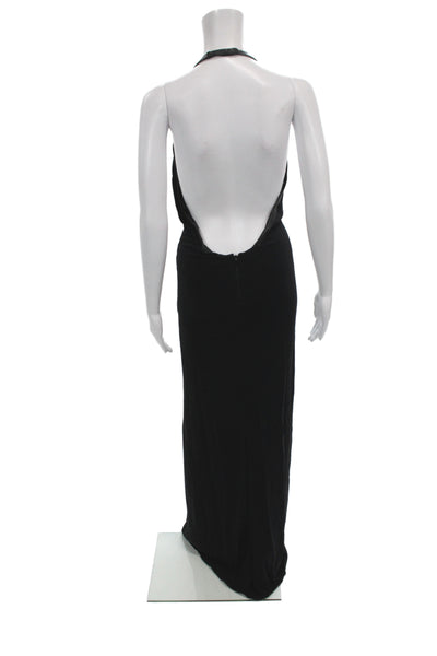 Yigal Azrouel Women Maxi Dress Black Cowl Neck Sleeveless Long Zip Size 6