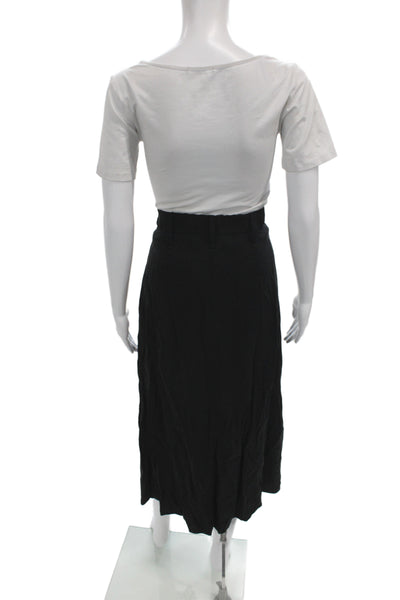 Zara Women A-Line Midi Skirt Black Rayon Button Casual Size S