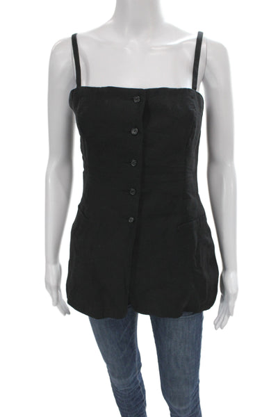 Zara Womens Square Neck Sleeveless Camisole Black Linen Blend Size XS