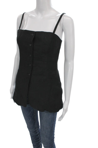 Zara Womens Square Neck Sleeveless Camisole Black Linen Blend Size XS