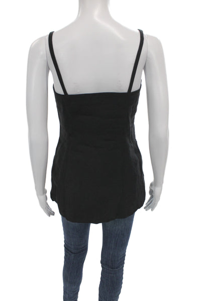 Zara Womens Square Neck Sleeveless Camisole Black Linen Blend Size XS