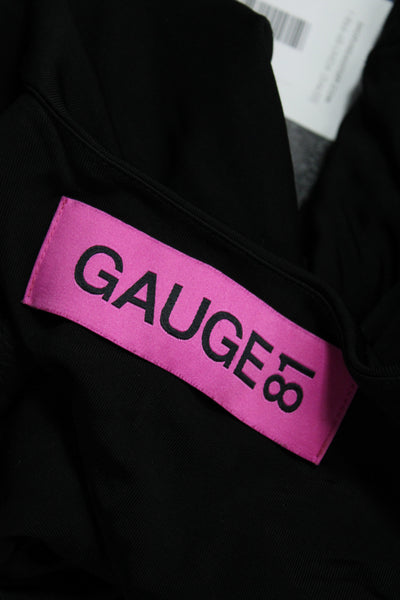 GAUGE81 Womens Cropped V-Neck Black Viscose Long Sleeve Blouse Size XS