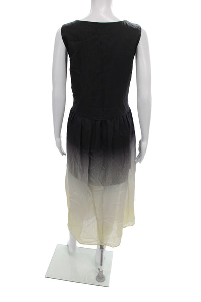 FIBFLX Women Tank Dress Black Scoop Neck Sleeveless Midi Ombre Size S