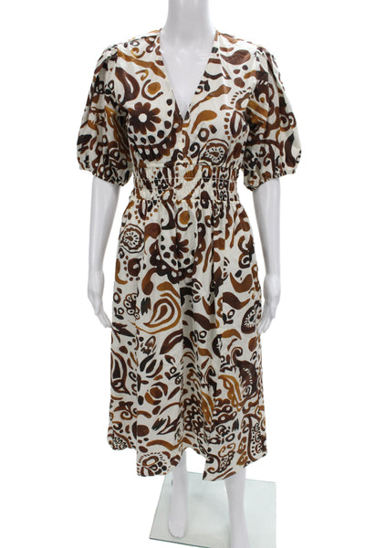 Fifteen Twenty Womens Midi Paisley V-Neck Cotton Knee Length Dress Size S