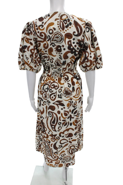 Fifteen Twenty Womens Midi Paisley V-Neck Cotton Knee Length Dress Size S