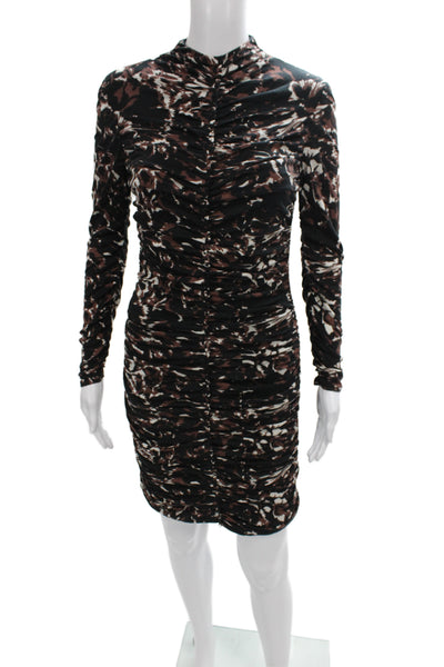 Reiss Women Bodycon Dress Black Wool High Neck Long Sleeve Knee Length Size S