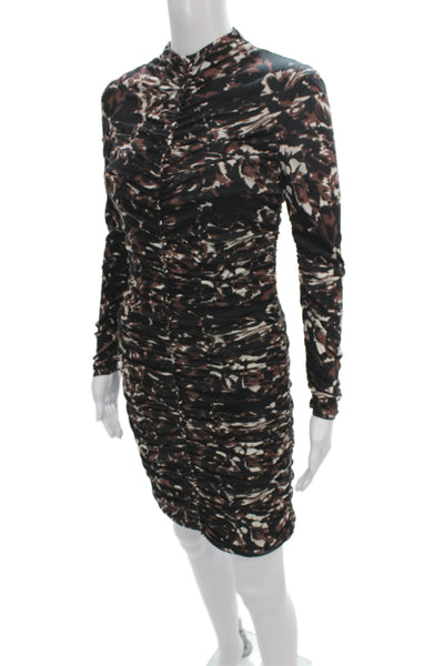 Reiss Women Bodycon Dress Black Wool High Neck Long Sleeve Knee Length Size S