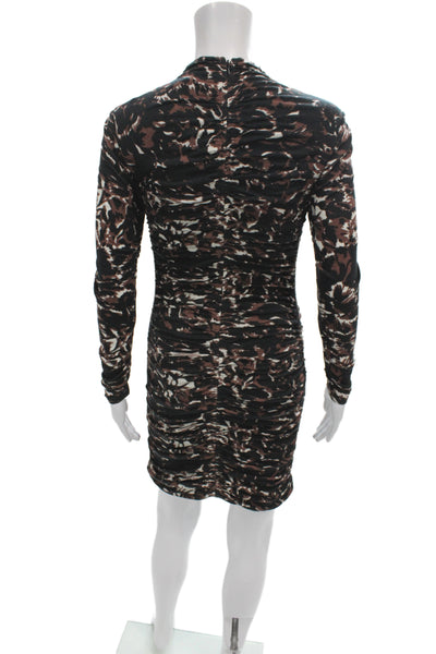 Reiss Women Bodycon Dress Black Wool High Neck Long Sleeve Knee Length Size S