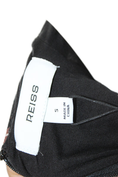 Reiss Women Bodycon Dress Black Wool High Neck Long Sleeve Knee Length Size S