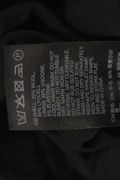 Reiss Women Bodycon Dress Black Wool High Neck Long Sleeve Knee Length Size S