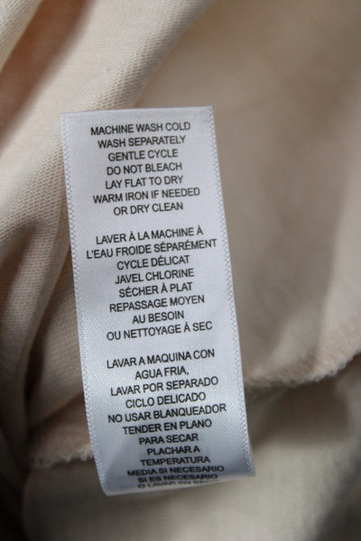 Frame Women Basic Beige Organic Cotton Crew Neck Short Sleeve T-Shirt Size S