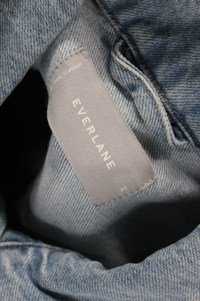 Everlane Women Blue 100% Cotton Basic Jacket Long Sleeve Button Size XS