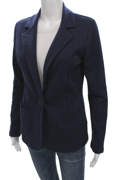 Neiman Marcus Women Basic Jacket Blue Cotton Button Long Sleeve Size S