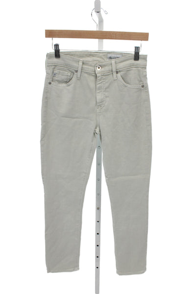 AG Adriano Goldschmied Womens Skinny Beige Cotton Jeans Button Mid Rise Size 26