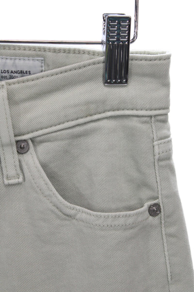 AG Adriano Goldschmied Womens Skinny Beige Cotton Jeans Button Mid Rise Size 26