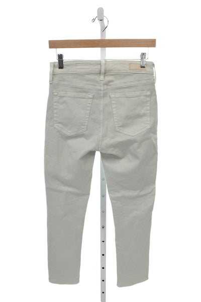 AG Adriano Goldschmied Womens Skinny Beige Cotton Jeans Button Mid Rise Size 26