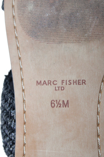MARC FISHER LTD Womens Raffia Intertwined Slide Sandals Beige Black Size 6.5