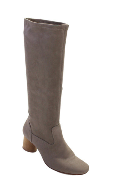Bernardo Womens Side Zip Block Heel Suede Knee High Boots Brown Size 6.5