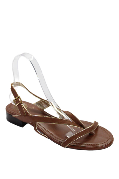Vince Camuto Womens Block Heel Metallic Trim Slingback Sandals Brown Size 7M