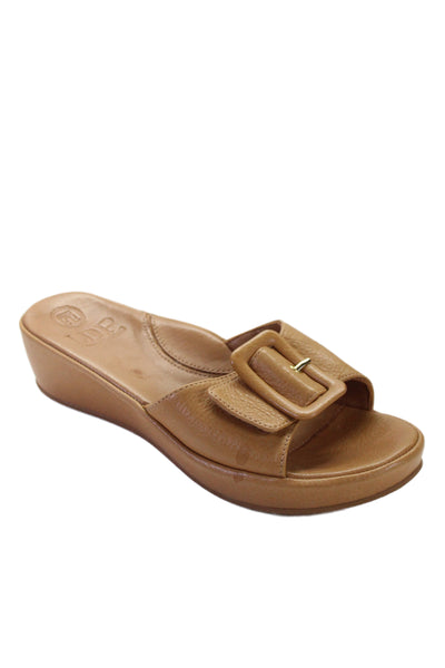 L Amour Des Pieds Womens Wedge Heel Buckle Strap Callye Sandals Brown Size 6.5
