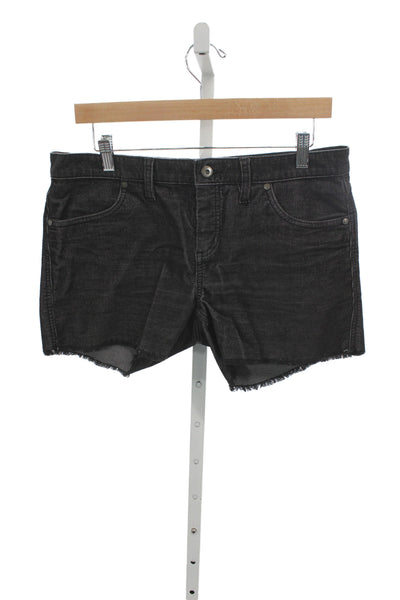 Carve Designs Women Cut-Off Striped Black Organic Cotton Shorts Button Size 6